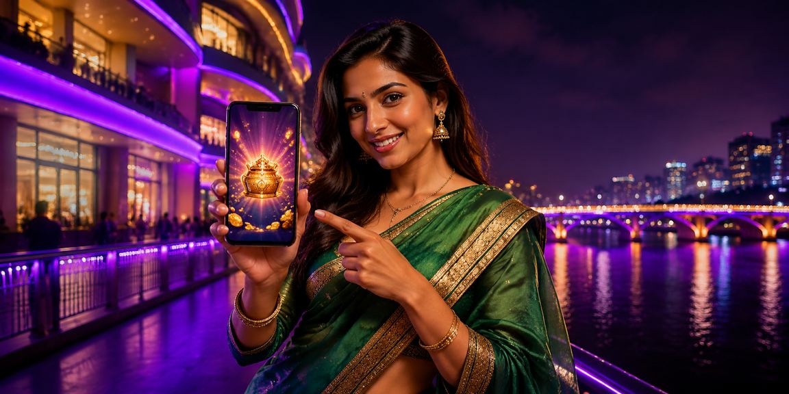 Indian woman logging into casino app